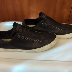 Leather converse all-star slip-ons